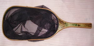 burled wood handle landing net